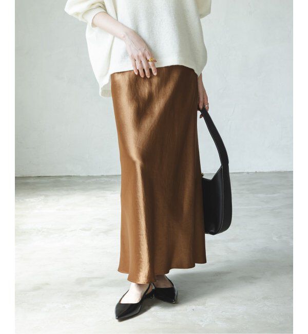 NOBLE「《追加》ナローAラインサテンスカート 2」|スカート|