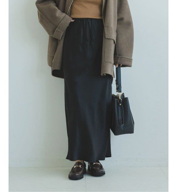 NOBLE「《追加》ナローAラインサテンスカート 2」|スカート|