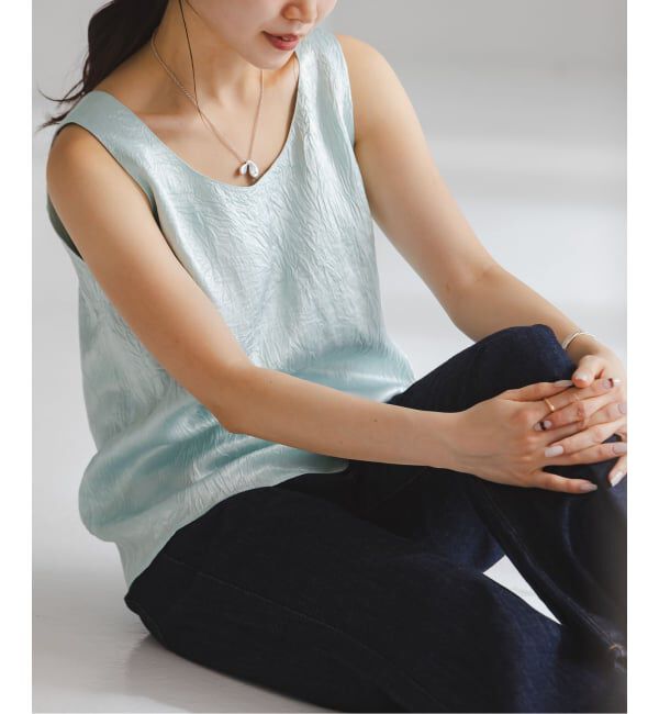 NOBLE「《セットアップ対応》リンクルサテン2WAYタンク」|シャツ・ブラウス|ブルー A