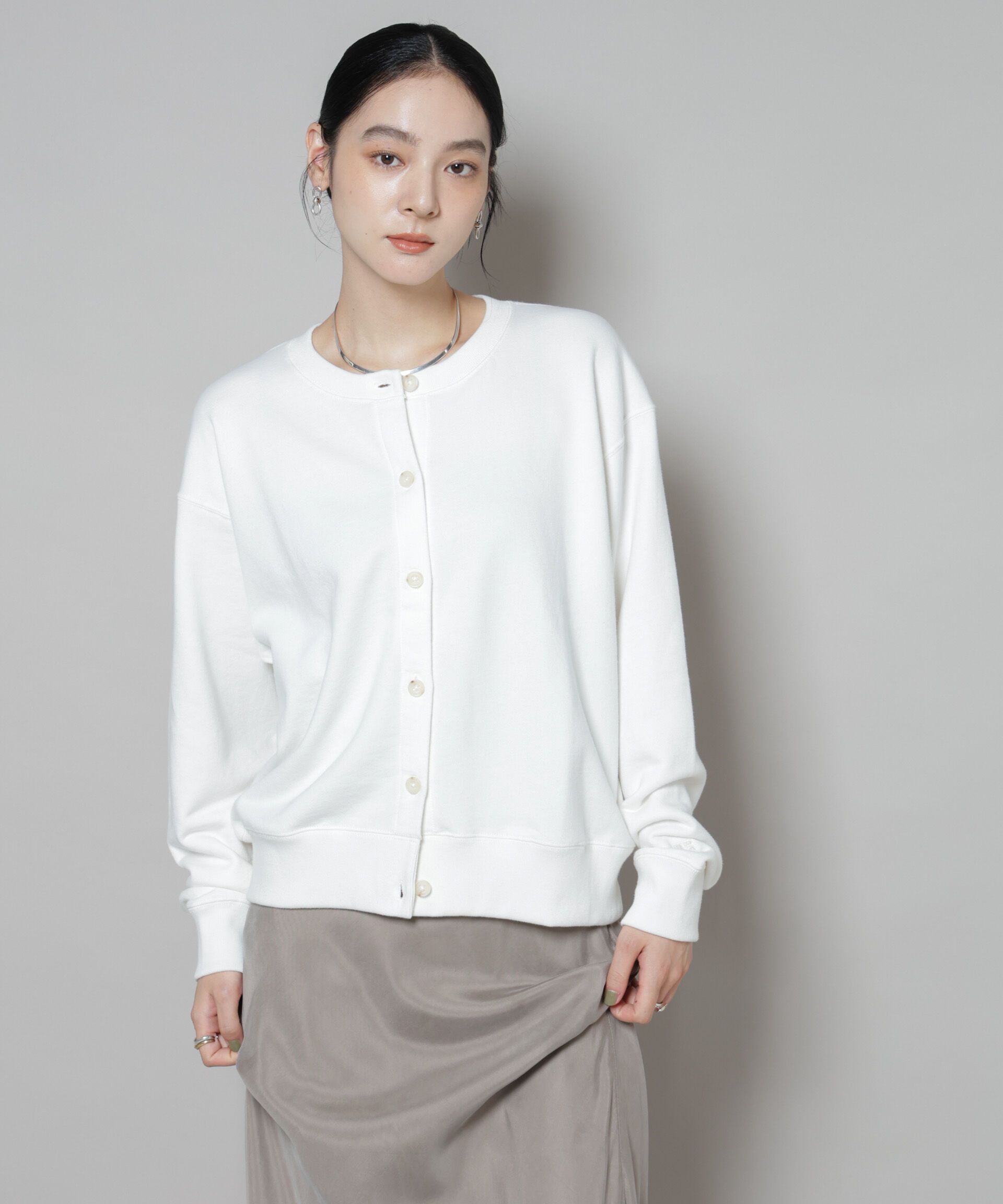 nano･universe「RUSSELL ATHLETIC/別注 Mini Logo Sweat Cardigan」|Tシャツ・カットソー|ホワイト