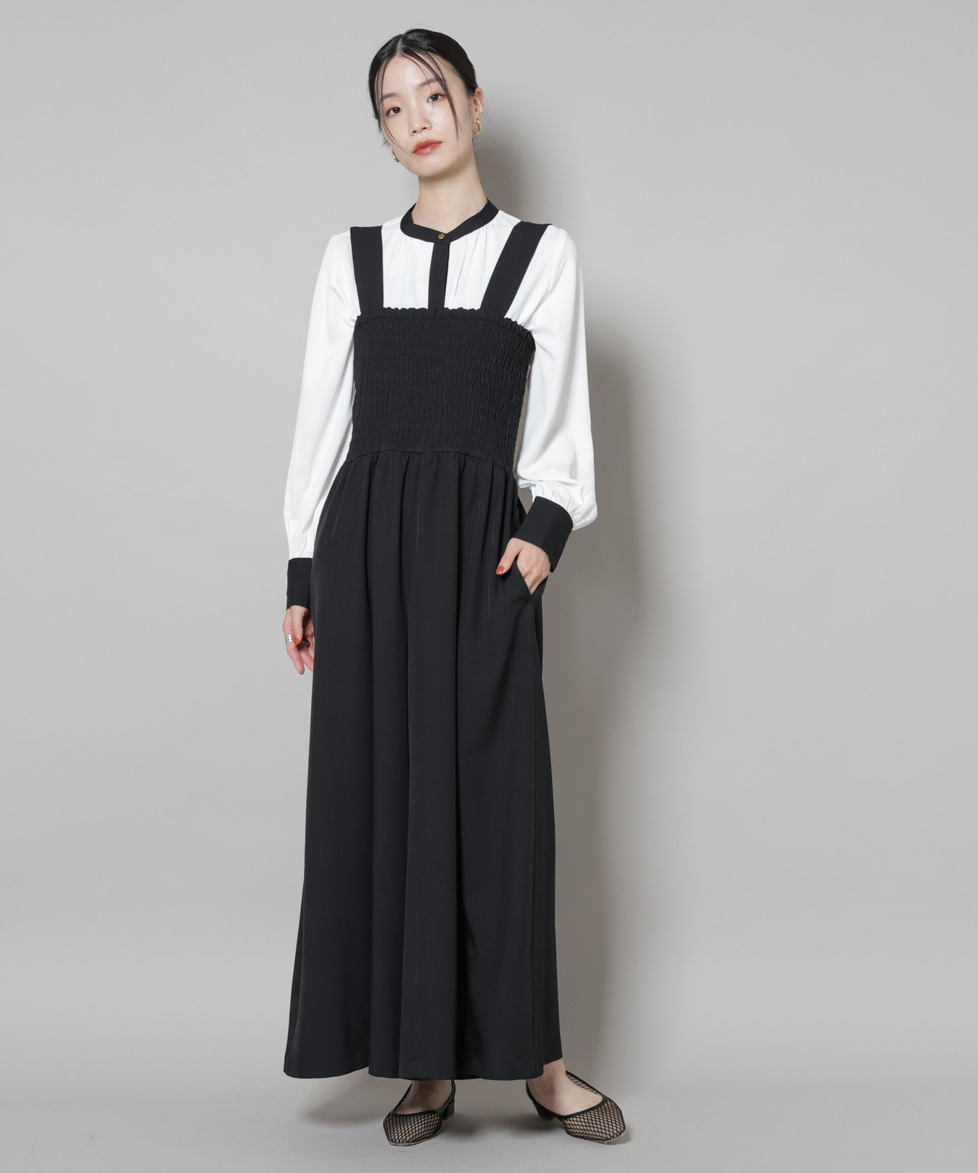 nano･universe「シャーリングサロペット」|ワンピース|