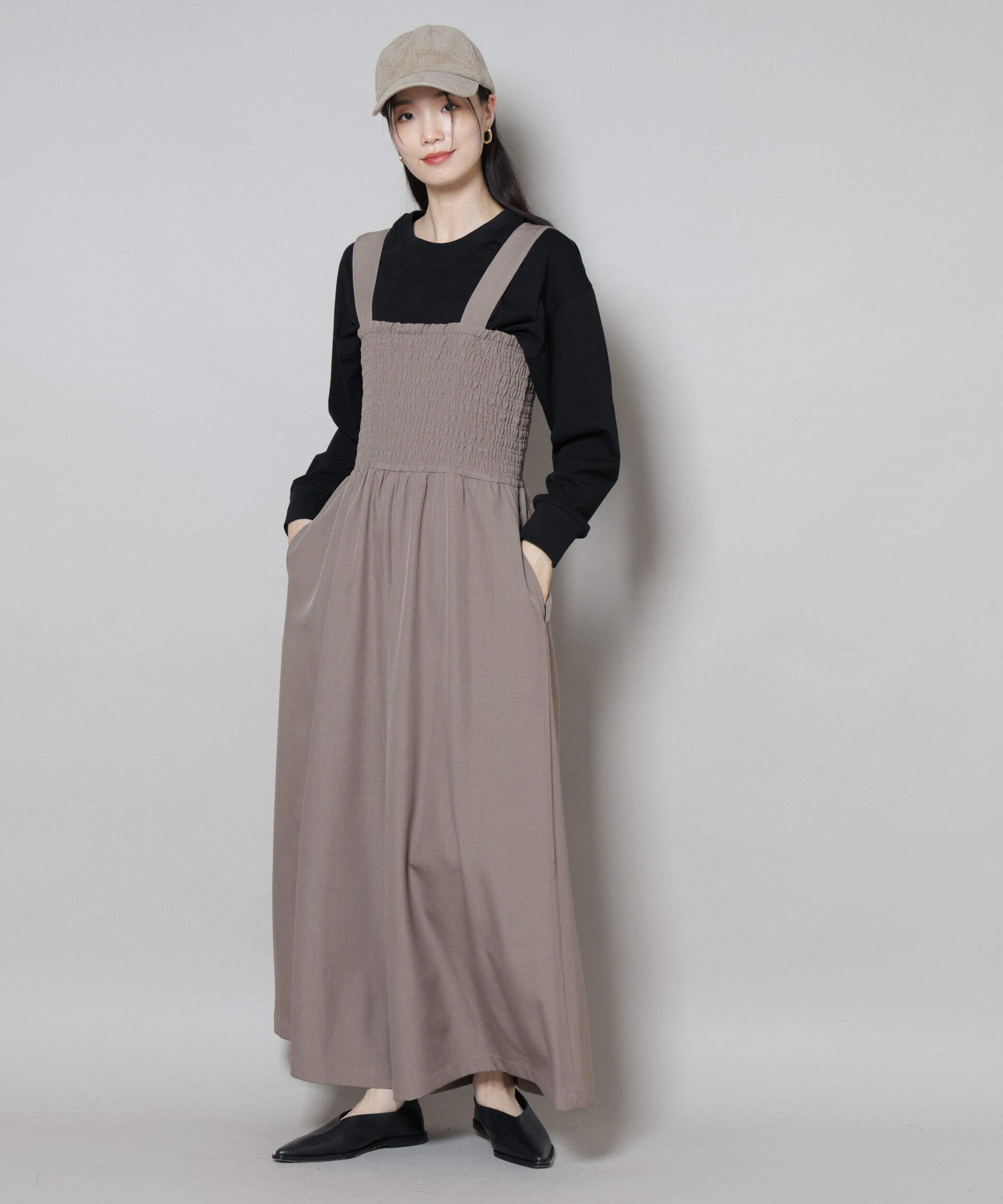 nano･universe「シャーリングサロペット」|ワンピース|