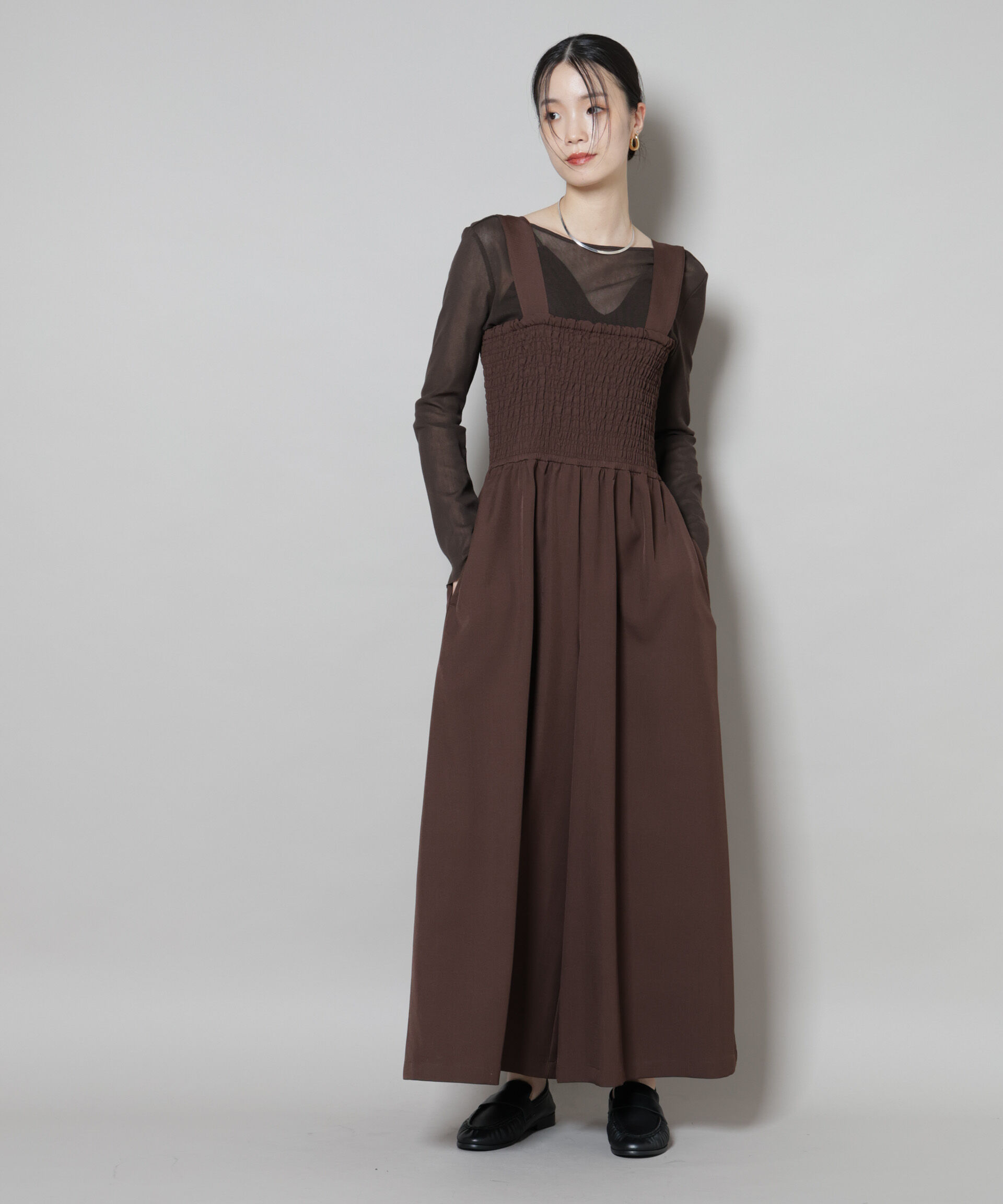 nano･universe「シャーリングサロペット」|ワンピース|