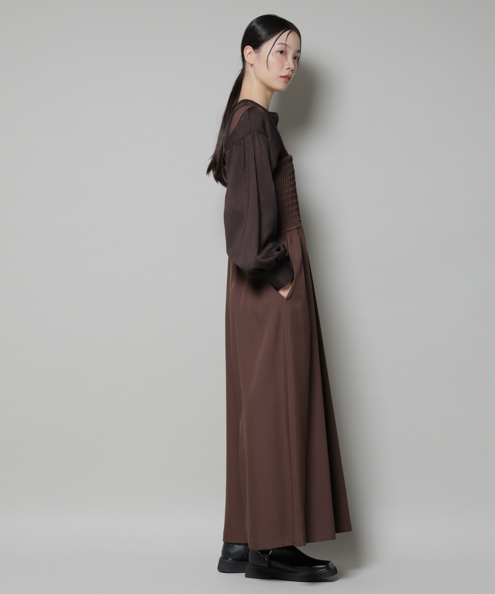 nano･universe「シャーリングサロペット」|ワンピース|