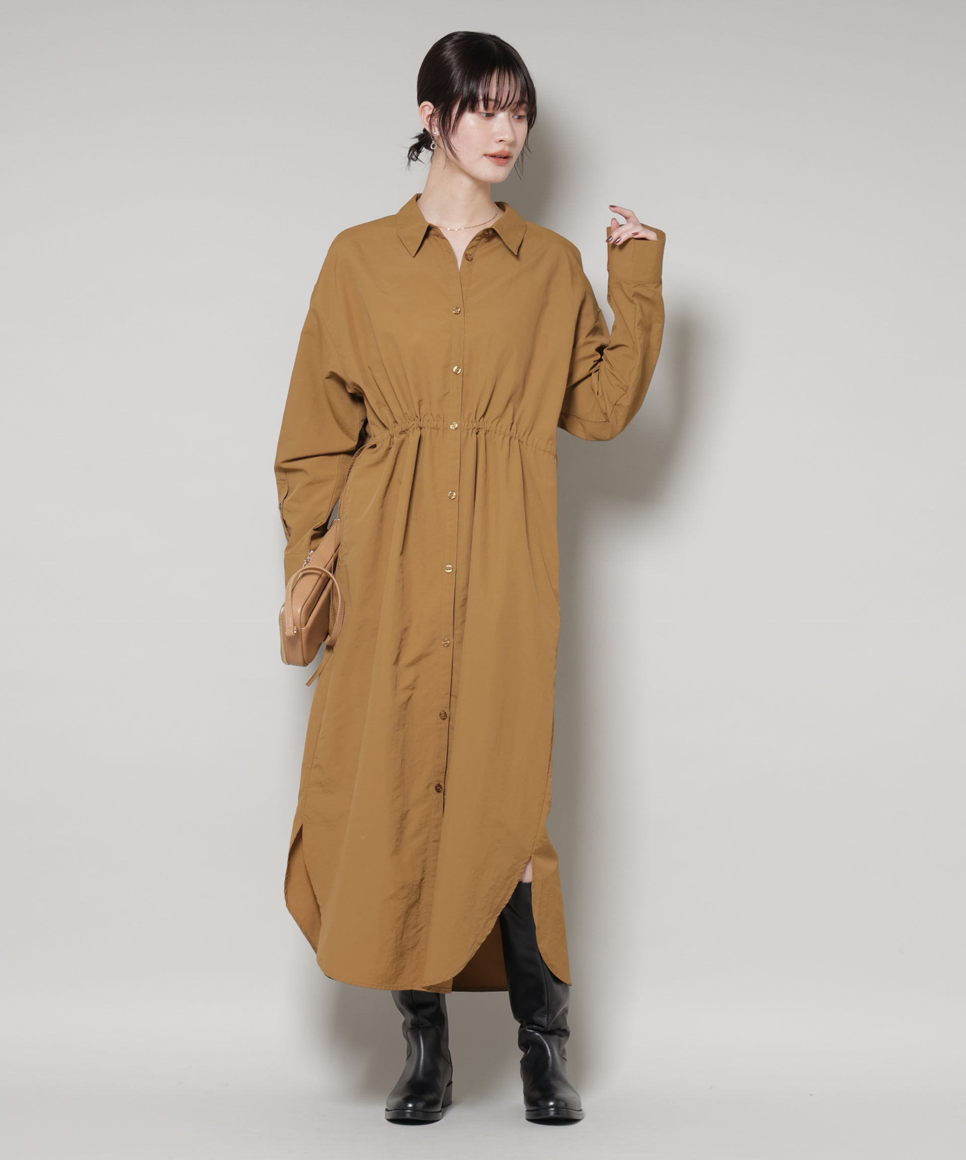 nano･universe「ナイロンタッサードロストシャツワンピース」|ワンピース|