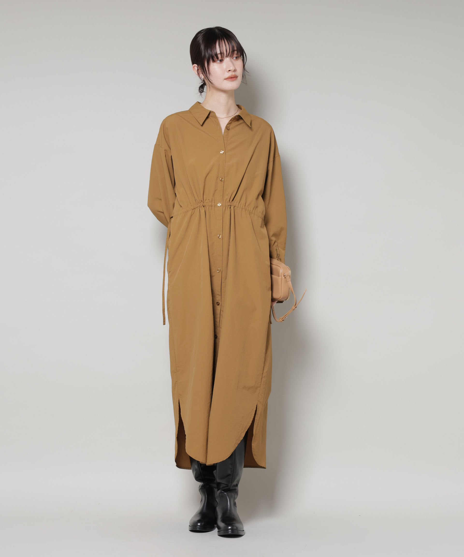 nano･universe「ナイロンタッサードロストシャツワンピース」|ワンピース|