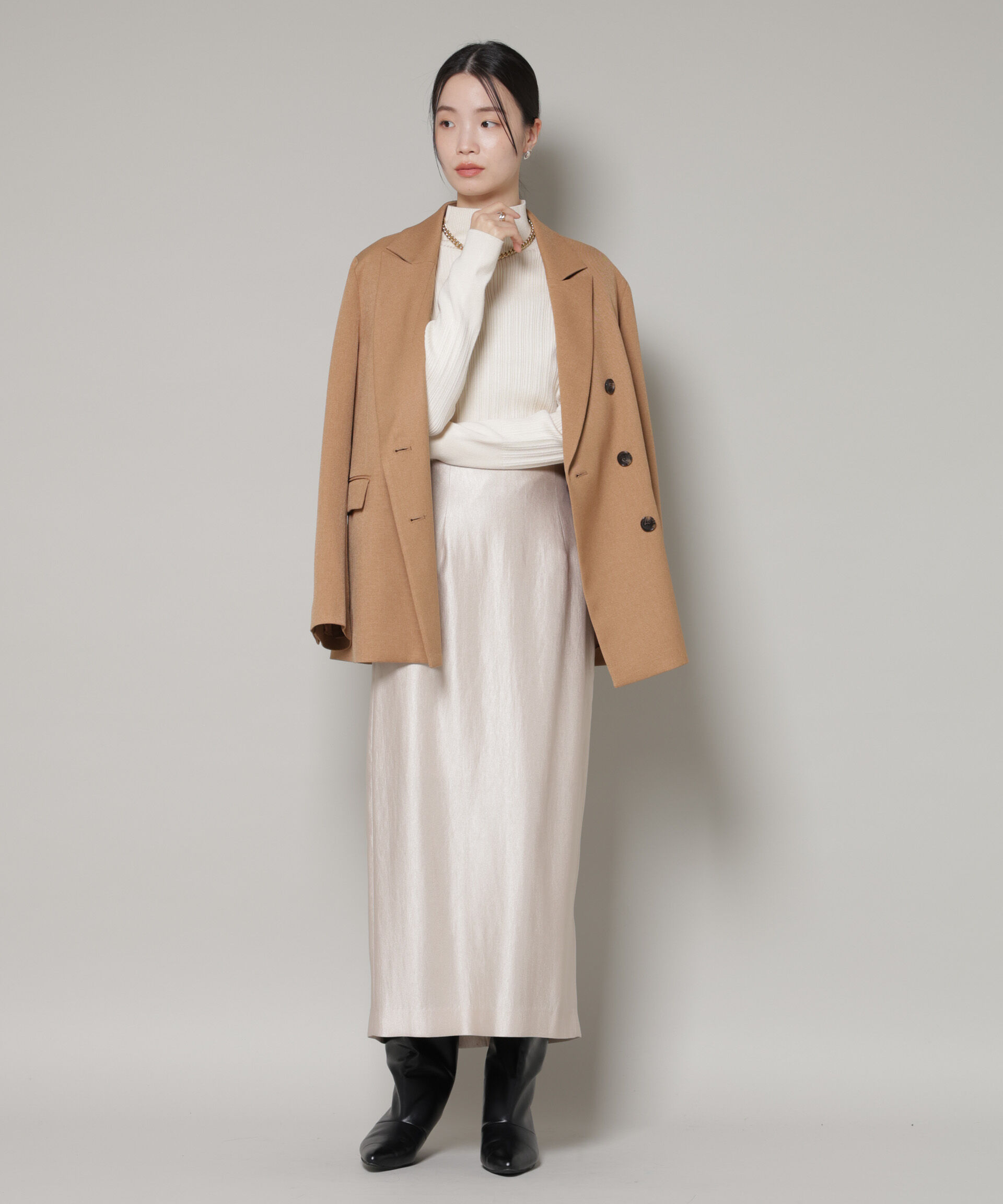 nano･universe「ブライトツイルサテンタイトスカート」|スカート|