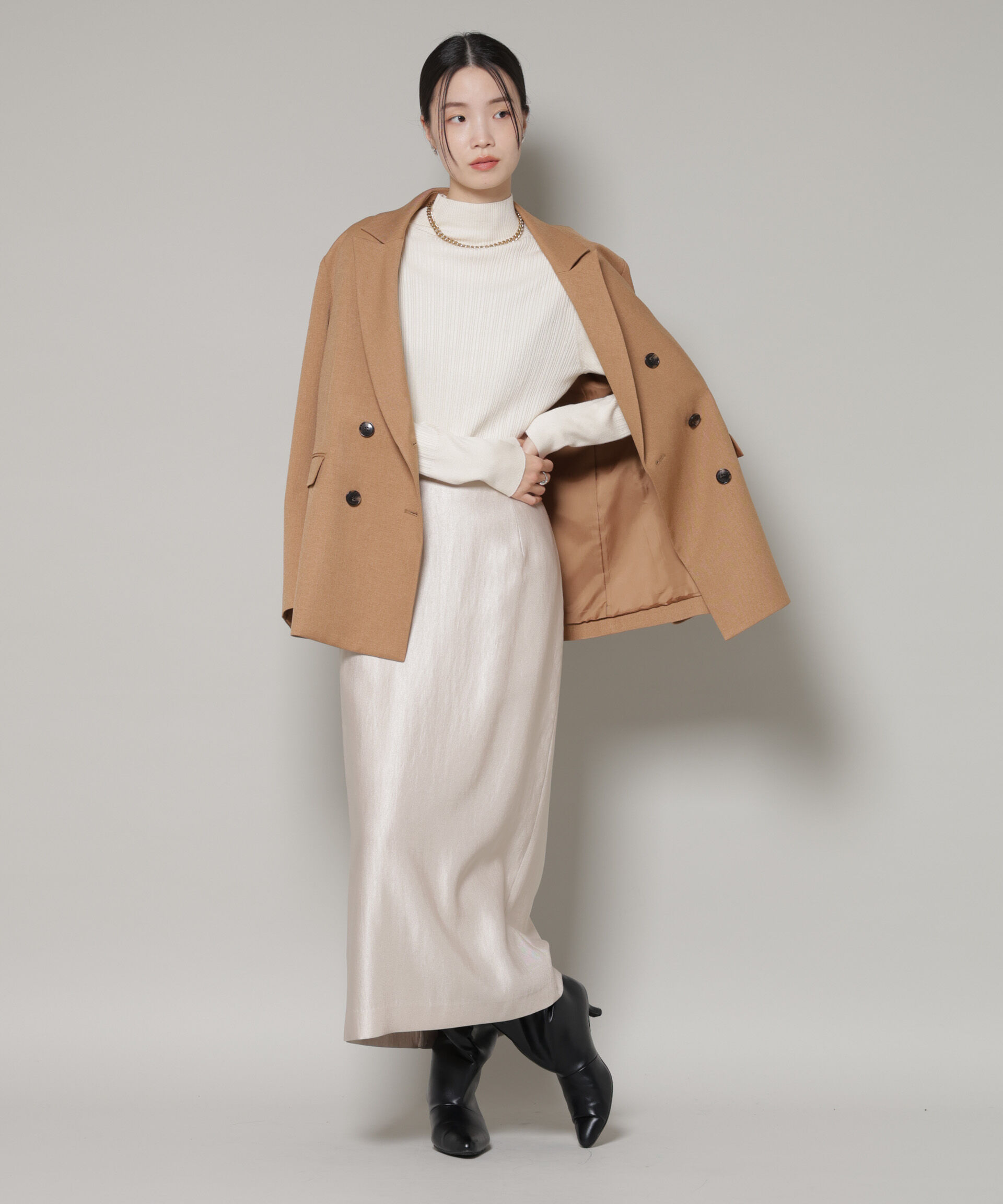 nano･universe「ブライトツイルサテンタイトスカート」|スカート|