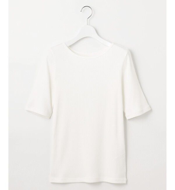 自由区「【洗える】ソフトリブ5分袖 Tシャツ」|Tシャツ・カットソー|オフ