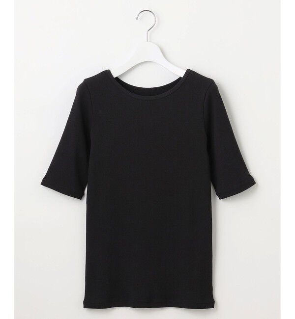 自由区「【洗える】ソフトリブ5分袖 Tシャツ」|Tシャツ・カットソー|