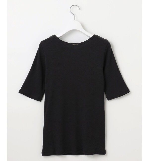 自由区「【洗える】ソフトリブ5分袖 Tシャツ」|Tシャツ・カットソー|