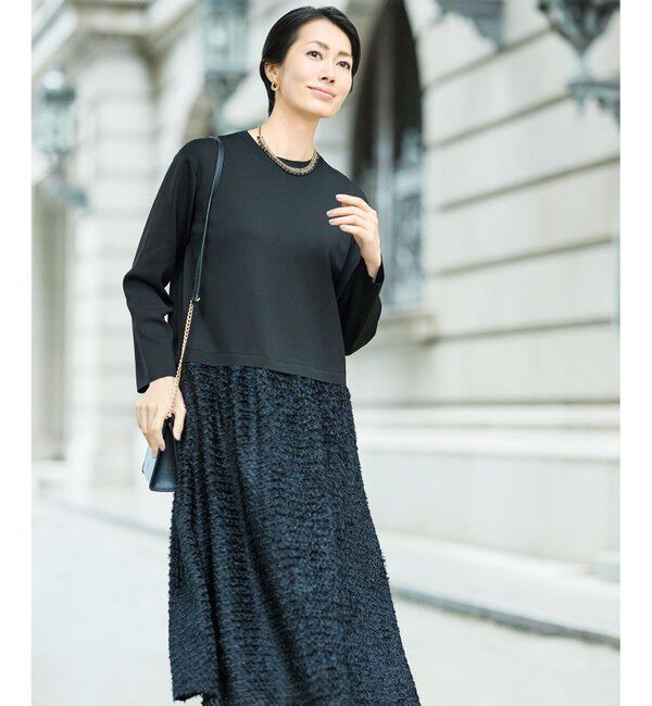 自由区「【カタログ掲載】ジャカードコンビ ワンピース」|ワンピース|ブラック