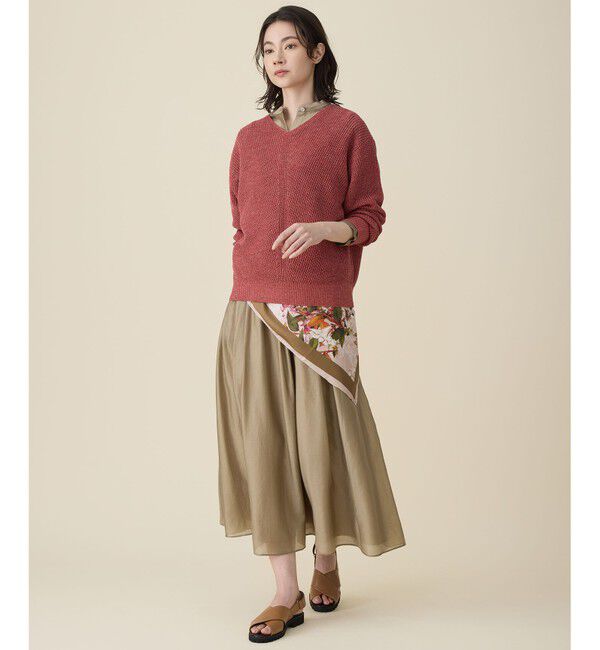 自由区「【SHIHOさん着用・スタイリングのアクセントに・大判】ボタニカルプリント スカーフ」|バンダナ・スカーフ|