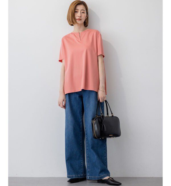 23区「【汗じみ防止/洗える】スムースデザイン バックフレア カットソー」|Tシャツ・カットソー|