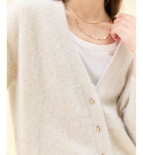 BEIGE,「【Precious掲載】AMARILLO / スパンコールフォックスニットカーディガン」|ニット・セーター|
