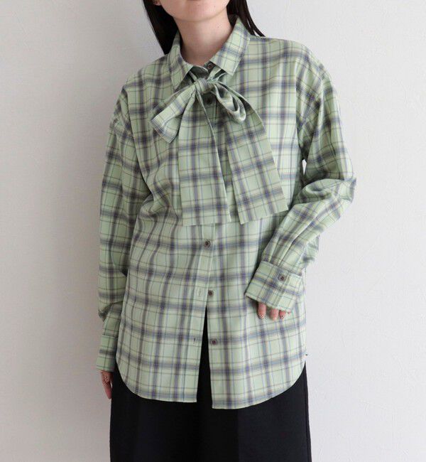 fredy emue「チェック柄ビッグボウタイブラウス」|シャツ・ブラウス|