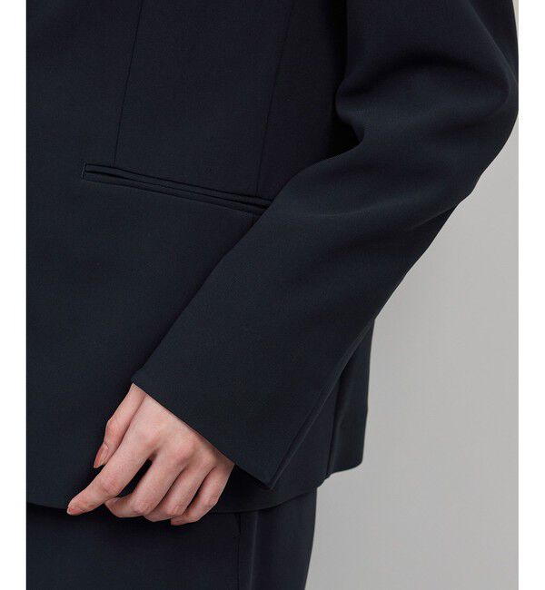 ROPE「トリアセダブルクロス クルーネックジャケット/イージーケア・セットアップ対応・25AW」|ノーカラージャケット|