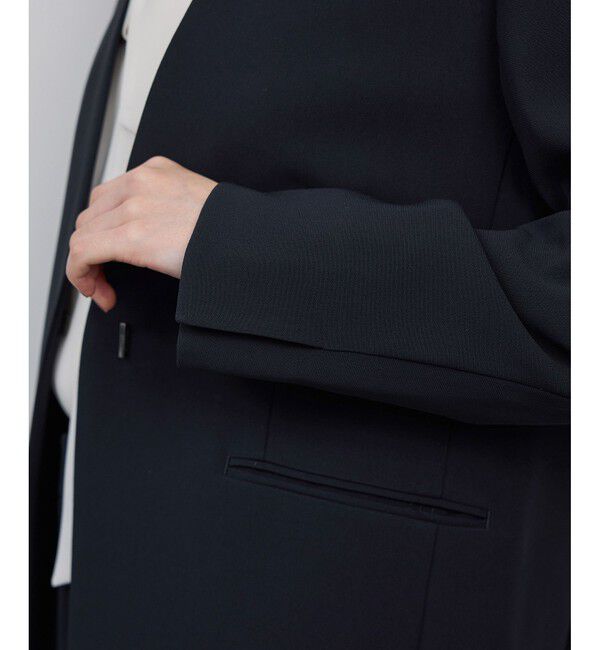 ROPE「トリアセダブルクロス クルーネックジャケット/イージーケア・セットアップ対応・25AW」|ノーカラージャケット|