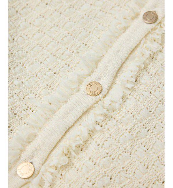 ROPE「ニットフリンジジャケット」|ノーカラージャケット|