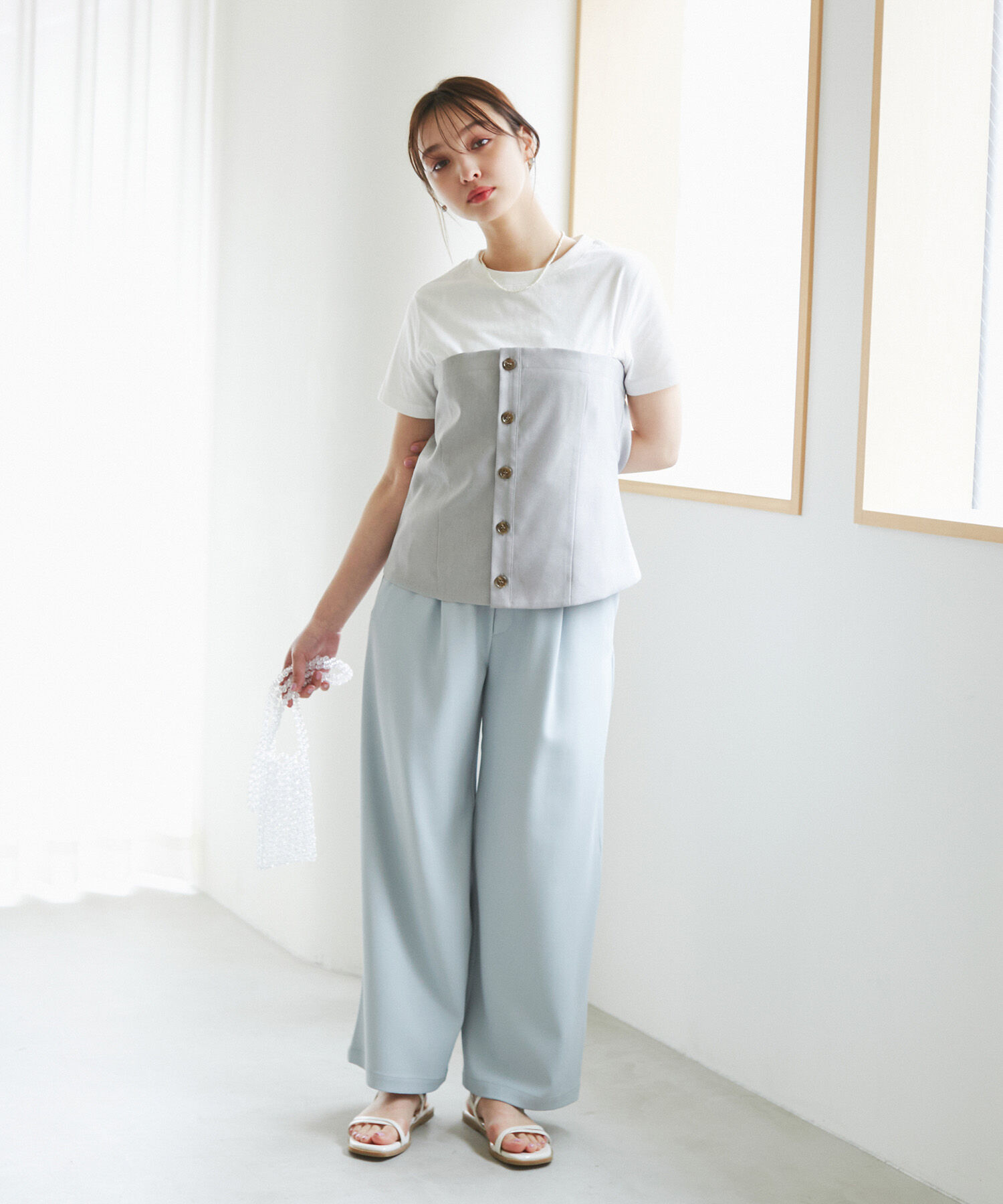 Rope&rsquo;Picnic「異素材ドッキングレイヤードトップス」|Tシャツ・カットソー|