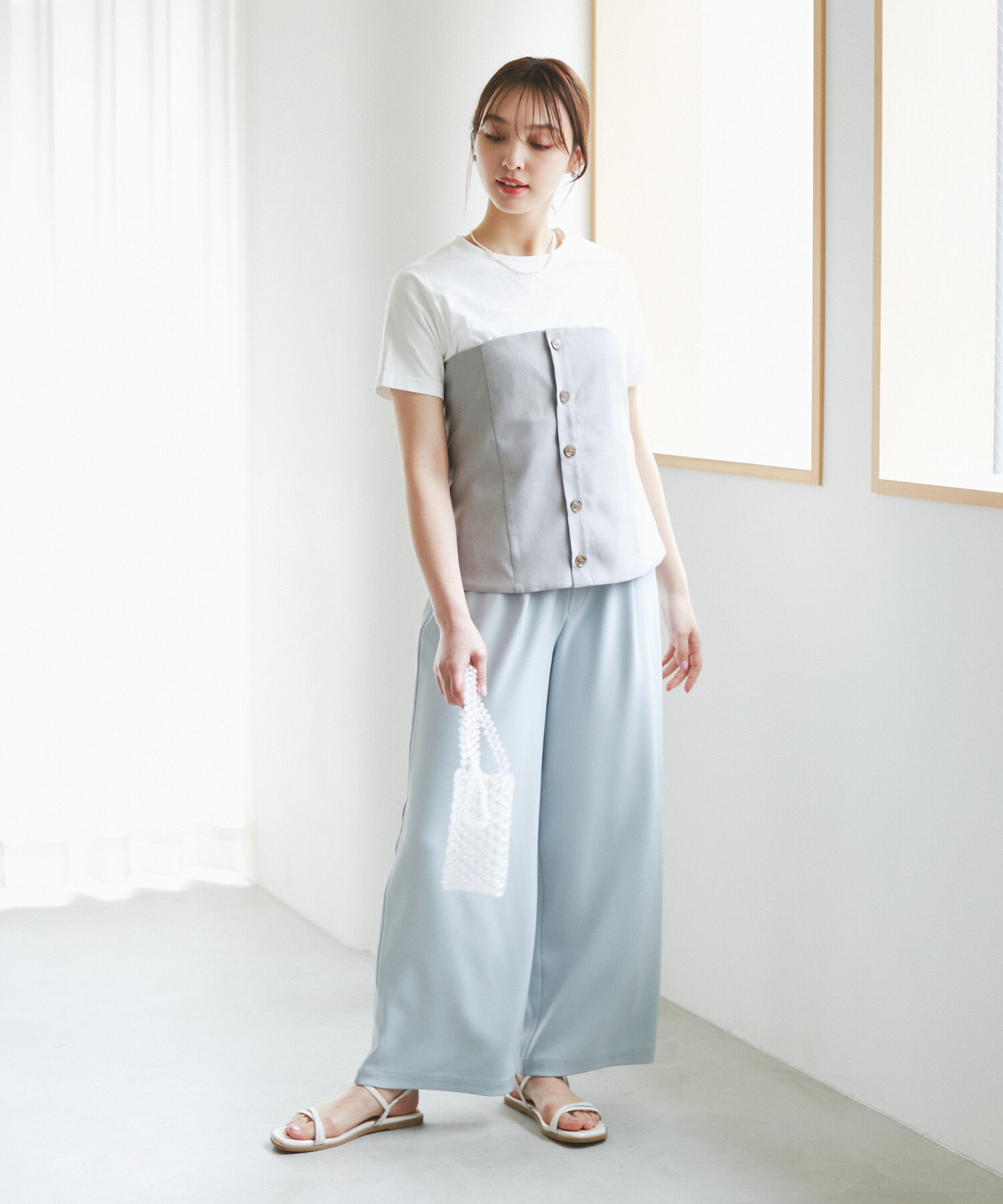 Rope&rsquo;Picnic「異素材ドッキングレイヤードトップス」|Tシャツ・カットソー|