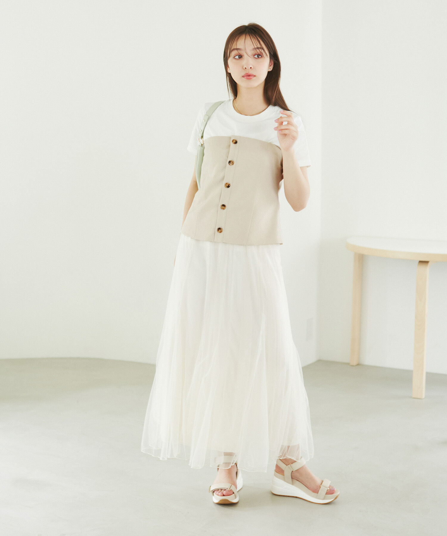 Rope&rsquo;Picnic「異素材ドッキングレイヤードトップス」|Tシャツ・カットソー|