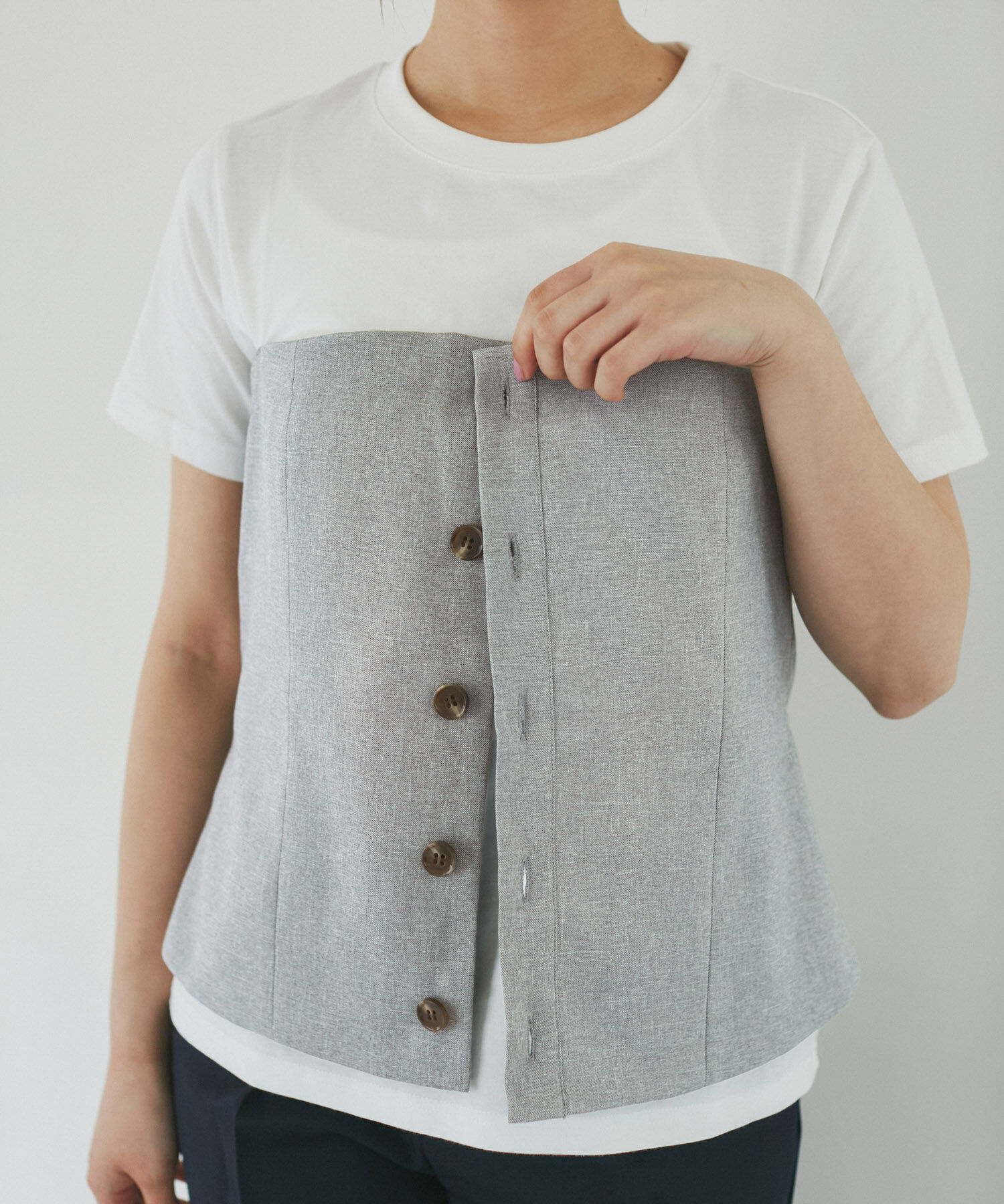 Rope&rsquo;Picnic「異素材ドッキングレイヤードトップス」|Tシャツ・カットソー|