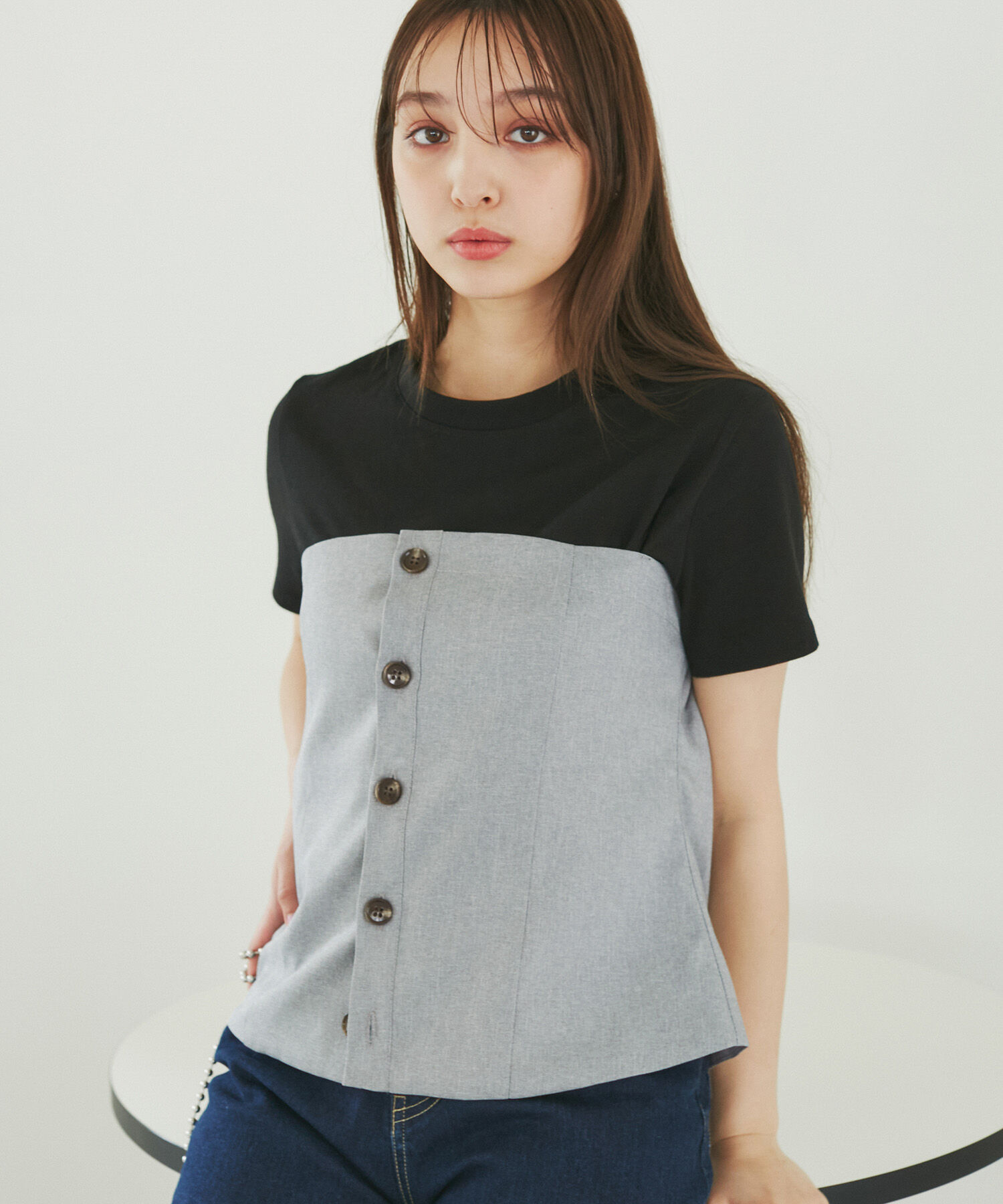 Rope&rsquo;Picnic「異素材ドッキングレイヤードトップス」|Tシャツ・カットソー|