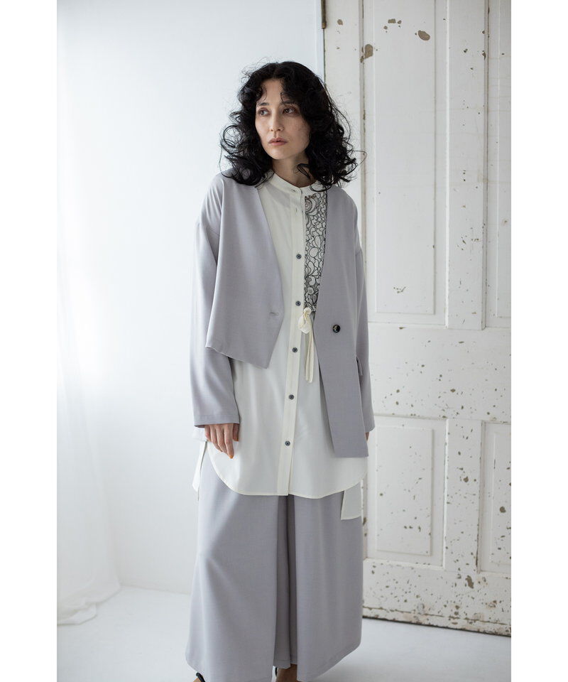  「ノーカラーアシンメトリージャケット」|ノーカラージャケット|