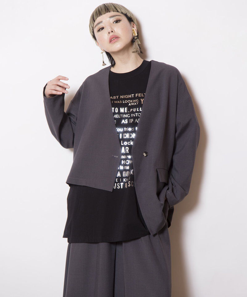  「ノーカラーアシンメトリージャケット」|ノーカラージャケット|