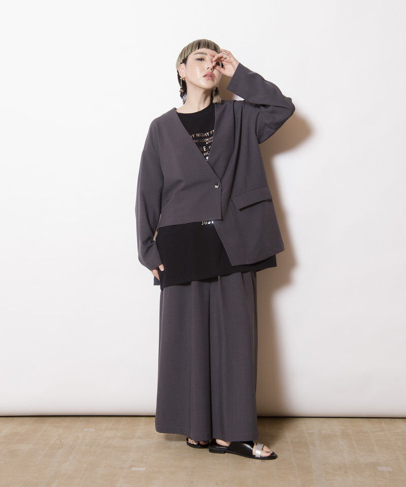  「ノーカラーアシンメトリージャケット」|ノーカラージャケット|