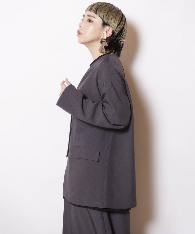  「ノーカラーアシンメトリージャケット」|ノーカラージャケット|