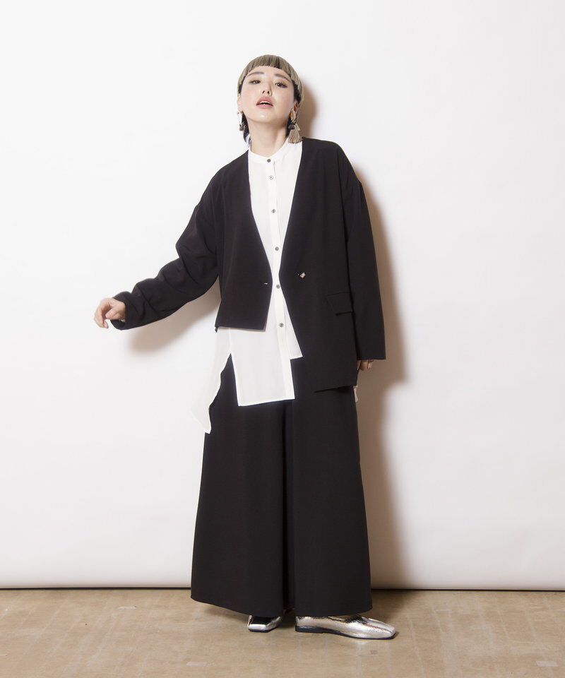  「ノーカラーアシンメトリージャケット」|ノーカラージャケット|