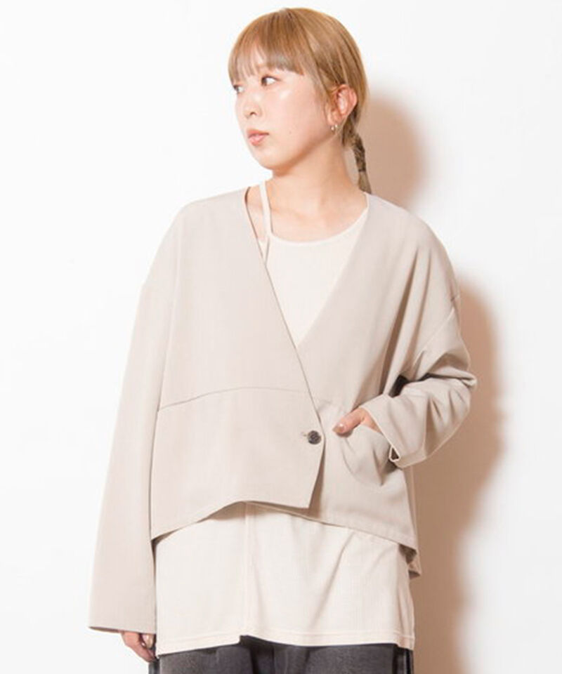  「ノーカラーショートジャケット」|ノーカラージャケット|L.BEIGE