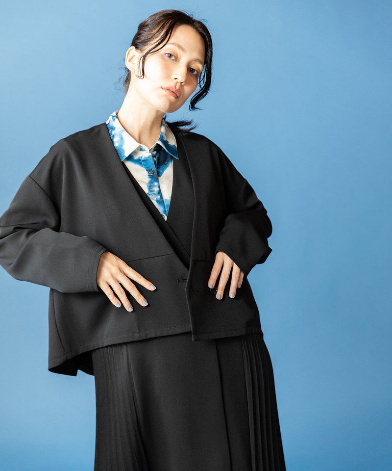  「ノーカラーショートジャケット」|ノーカラージャケット|