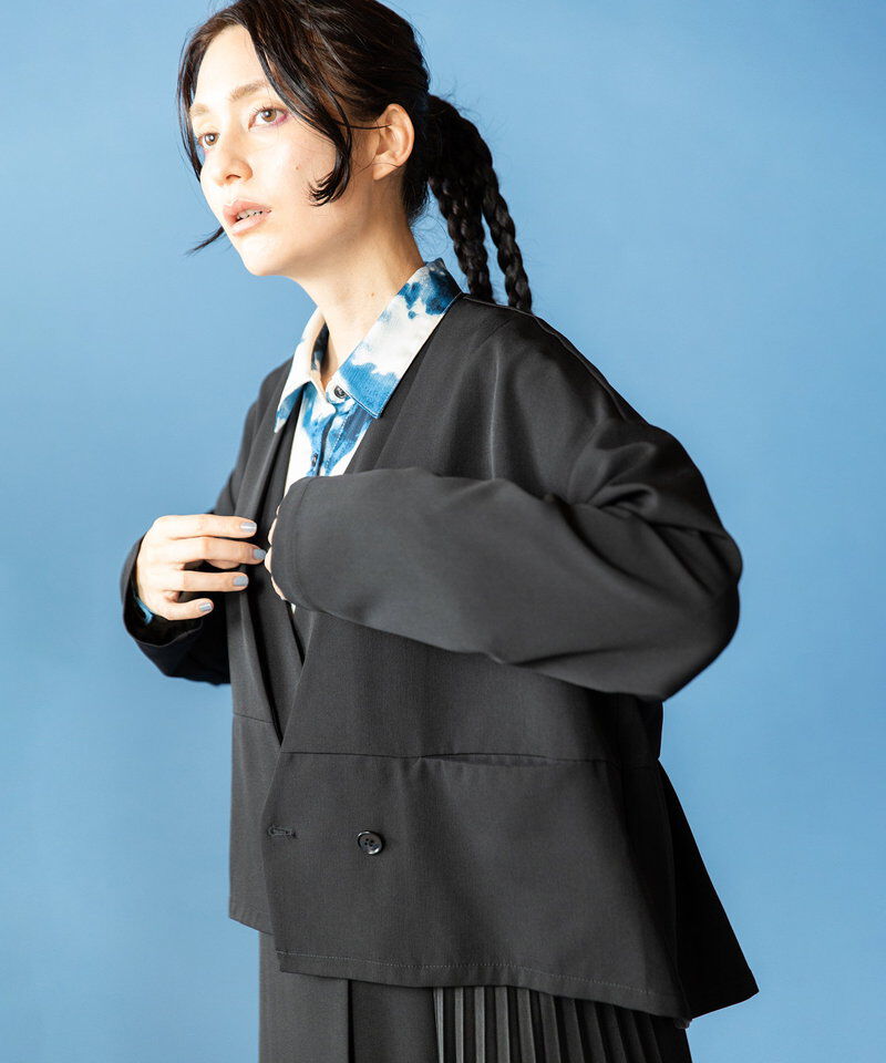  「ノーカラーショートジャケット」|ノーカラージャケット|