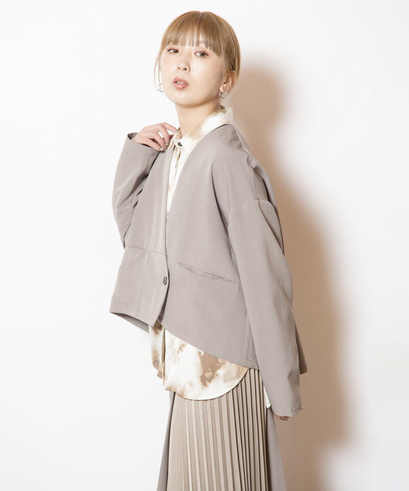  「ノーカラーショートジャケット」|ノーカラージャケット|