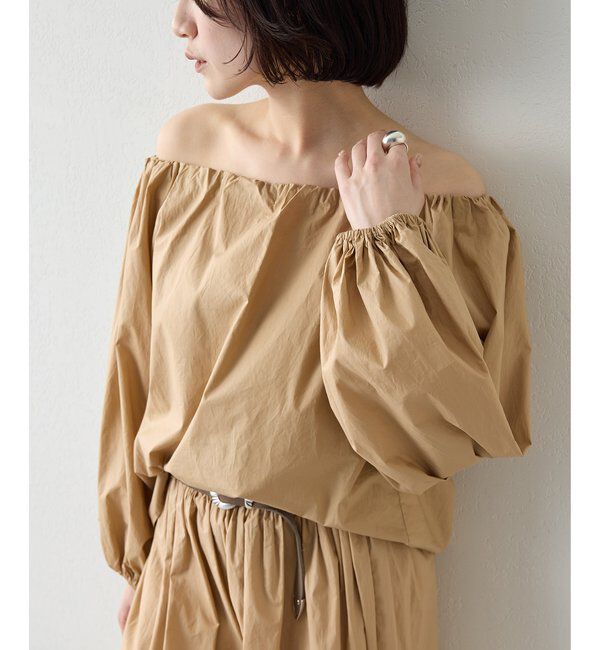  「タイプライターオフショルブラウス」|シャツ・ブラウス|ベージュ