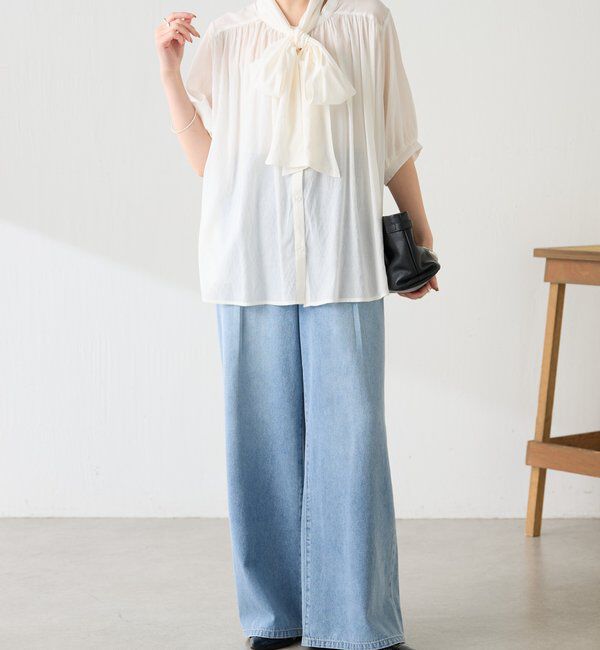  「強撚2WAYシアーボウタブラウス」|シャツ・ブラウス|