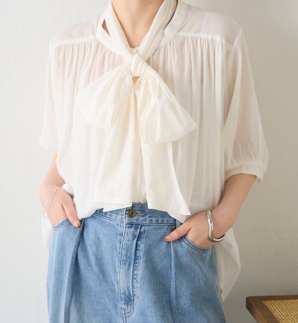  「強撚2WAYシアーボウタブラウス」|シャツ・ブラウス|