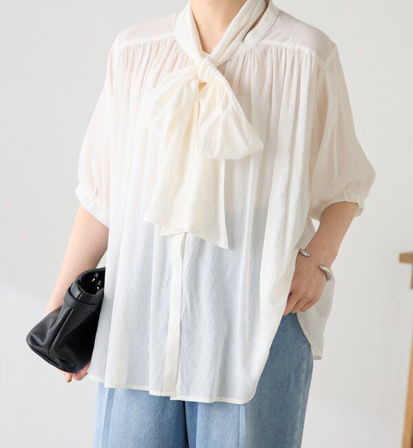  「強撚2WAYシアーボウタブラウス」|シャツ・ブラウス|