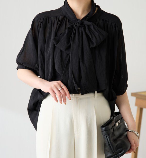  「強撚2WAYシアーボウタブラウス」|シャツ・ブラウス|