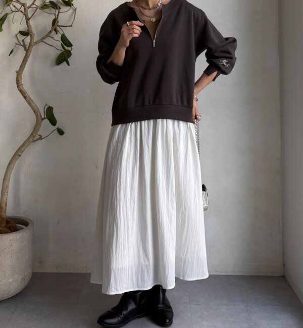  「【WEB限定】ハーフジップドッキングワンピース」|ワンピース|チャコールグレー