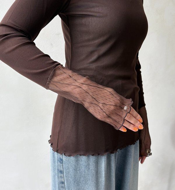  「レースチュール切替シアーTEE」|Tシャツ・カットソー|