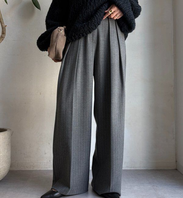  「ソフト起毛ストレッチパンツ」|チノ|チャコールグレー