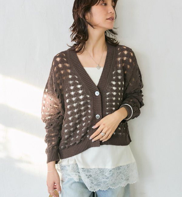  「【夏まで使える】透かし編みカーディガン」|カーディガン|