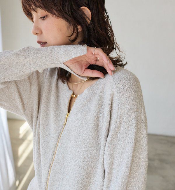  「【大人のこなれ感】メランジブークレーZIPニット」|カーディガン|