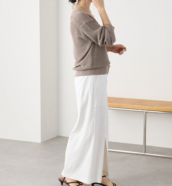  「【トレンド感抜群】ペーパーヤーンレース衿ニット」|ニット・セーター|