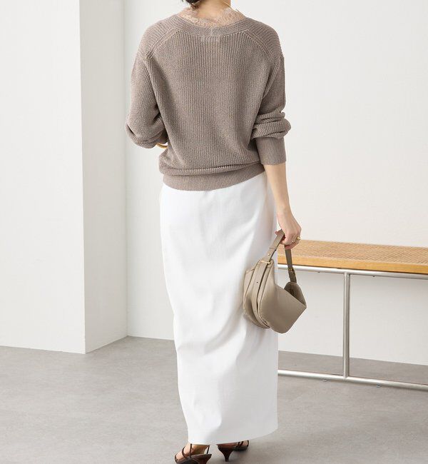  「【トレンド感抜群】ペーパーヤーンレース衿ニット」|ニット・セーター|