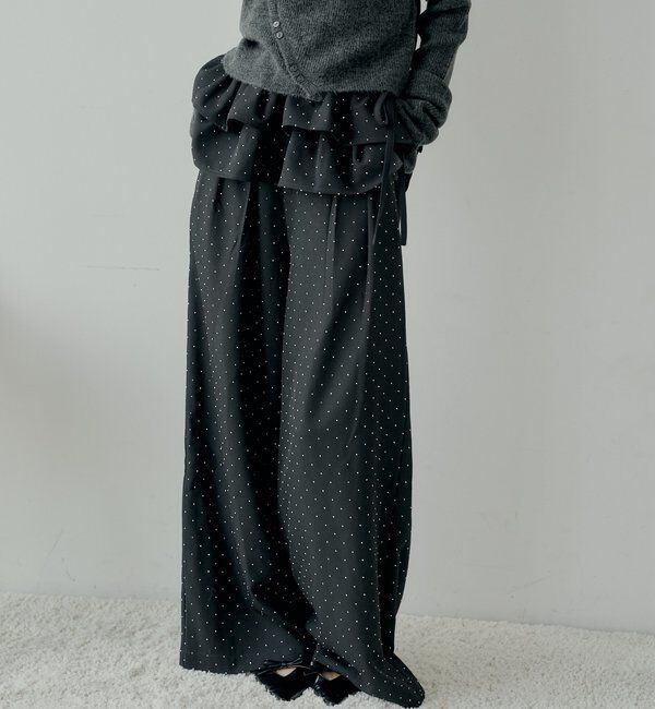  「【SALON by Chico】取り外しフリルルーズラインストーンスラックス」|チノ|